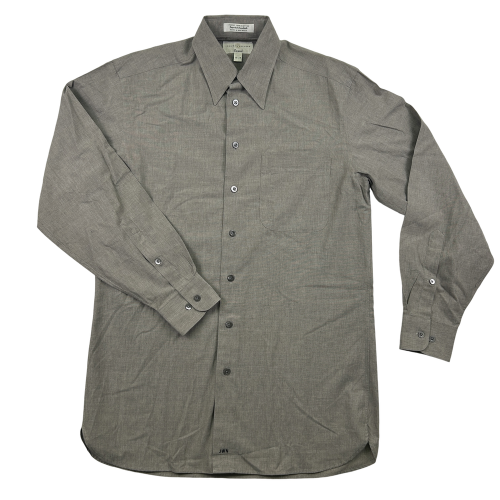 John W. Nordstrom Shirt Mens 14.5 Casual Button Up Gray Broadcloth JWN Logo